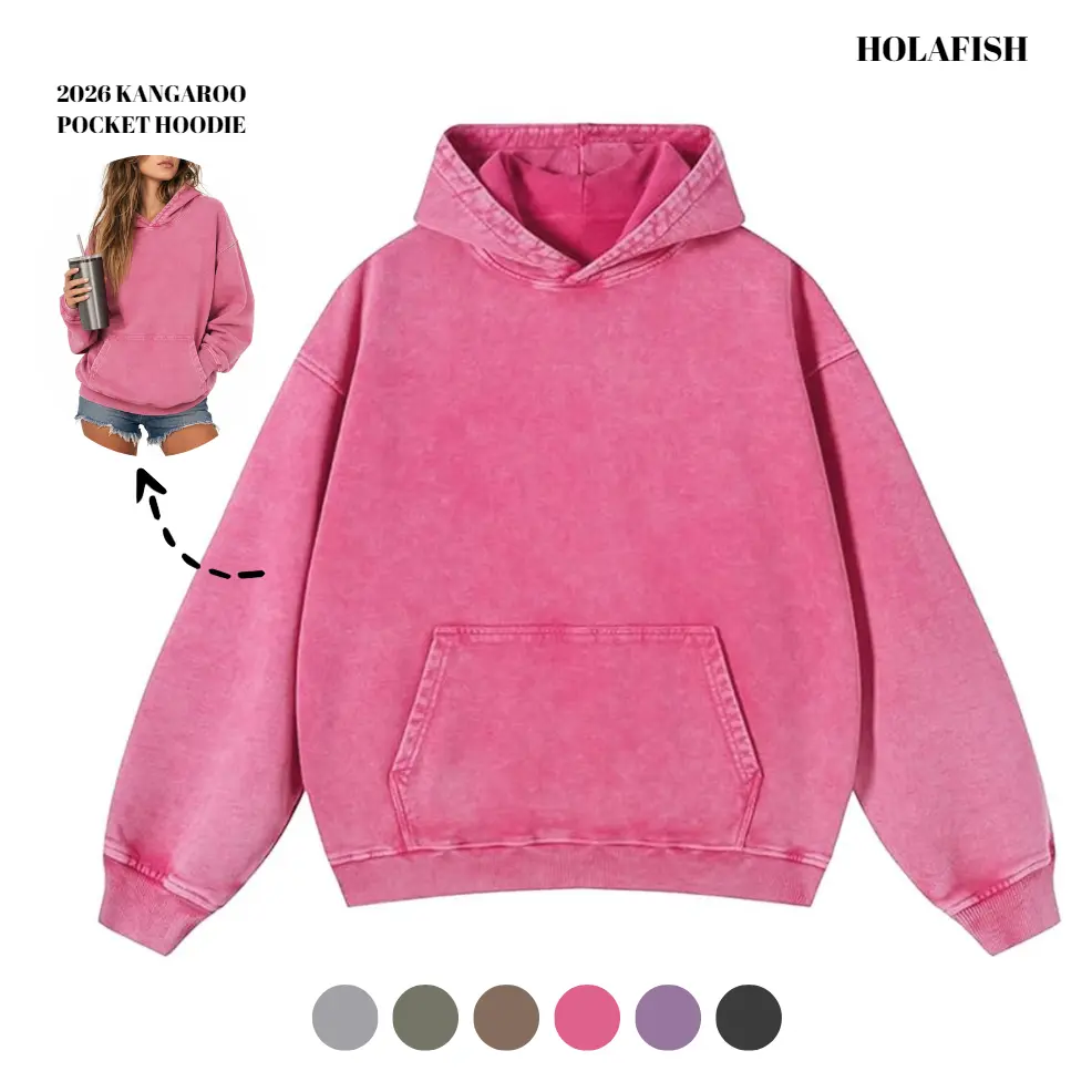 Holafish 2026 Women's Oversized Acid Wash Hoodie Pullover Sweatshirt Vintage Loose Fit Winter Long Sleeve Shirts Outfits Tshirts&Hoodies DG010 Casual Fashion Cotton Polyester Streetwear Tops - Womenswear