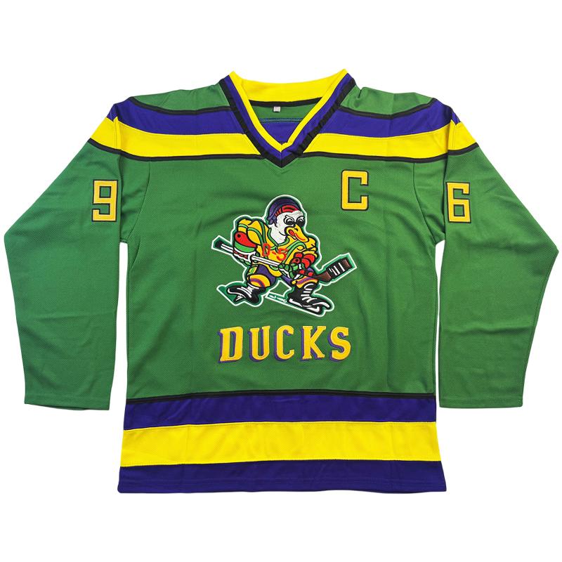 Men's Hockey Jersey Mighty Ducks #96 GRISWOLD Sewing embroidery loose V-neck sweatshirt movie jersey green big size Outdoor sportswear Classic retro Streetwear sports fan gear Long sleeved pullover shirt Halloween Christmas gift Men's Hockey Jersey Mighty Ducks #96 GRISWOLD Sewing embroidery loose V-neck sweatshirt movie jersey green big size Outdoor sportswear Classic retro Streetwear sports fan gear Long sleeved pullover shirt Halloween Christmas gift