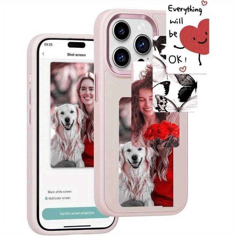 4-Color Ink Screen Projector DIY Protective Phone Case Cover, NFC Smart Screen Projector Phone Case Cover, Al Smart DIY Design Pattern Phone Case Cover for iPhone 11 12 13 14 15 16 17 Accessories
