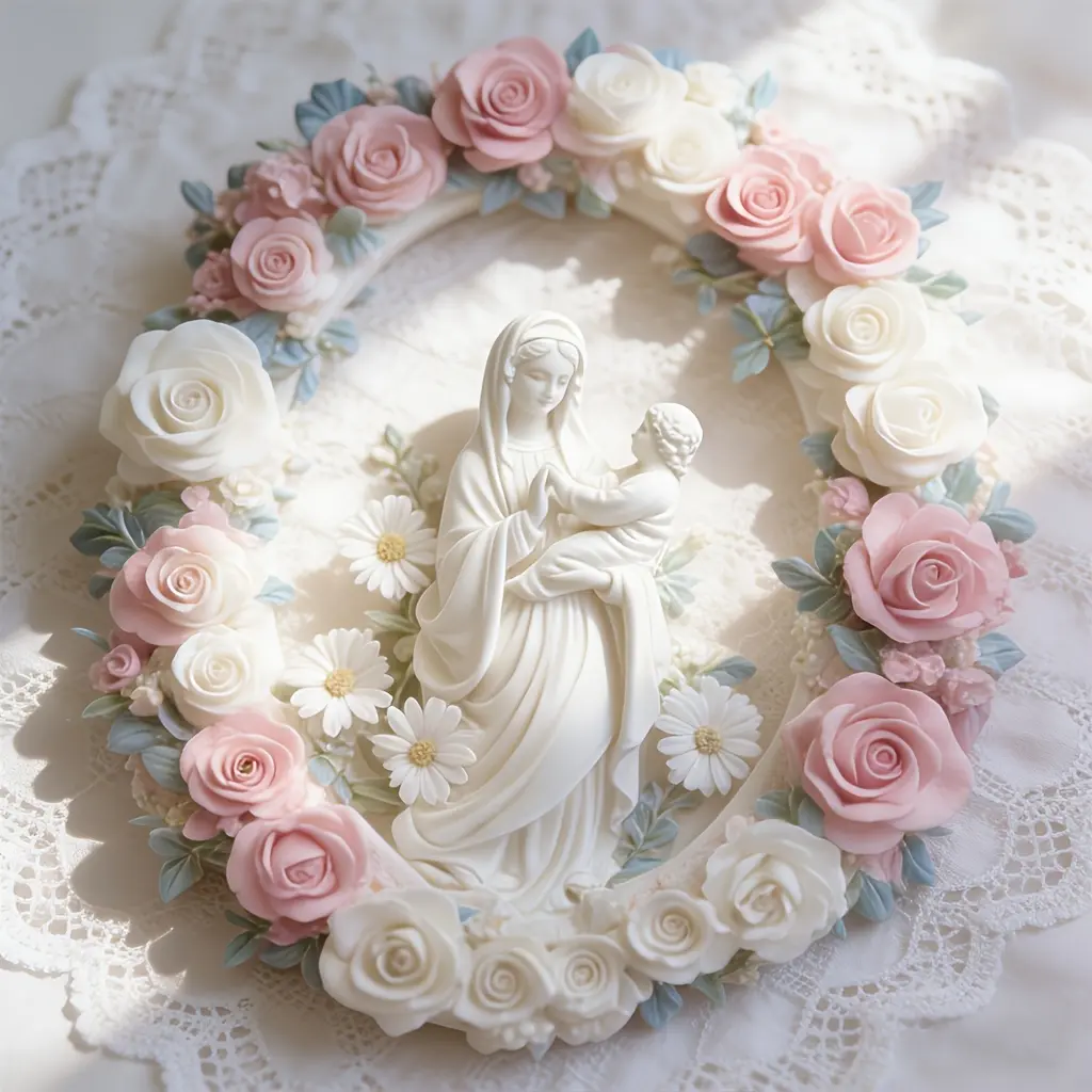 Clay Craft Silicone Mold, European Floral Religious Photo Frame Mold, DIY Casting Mould for Plaster Resin, Spring Holiday Handicraft for Mother's Day Valentine's Day