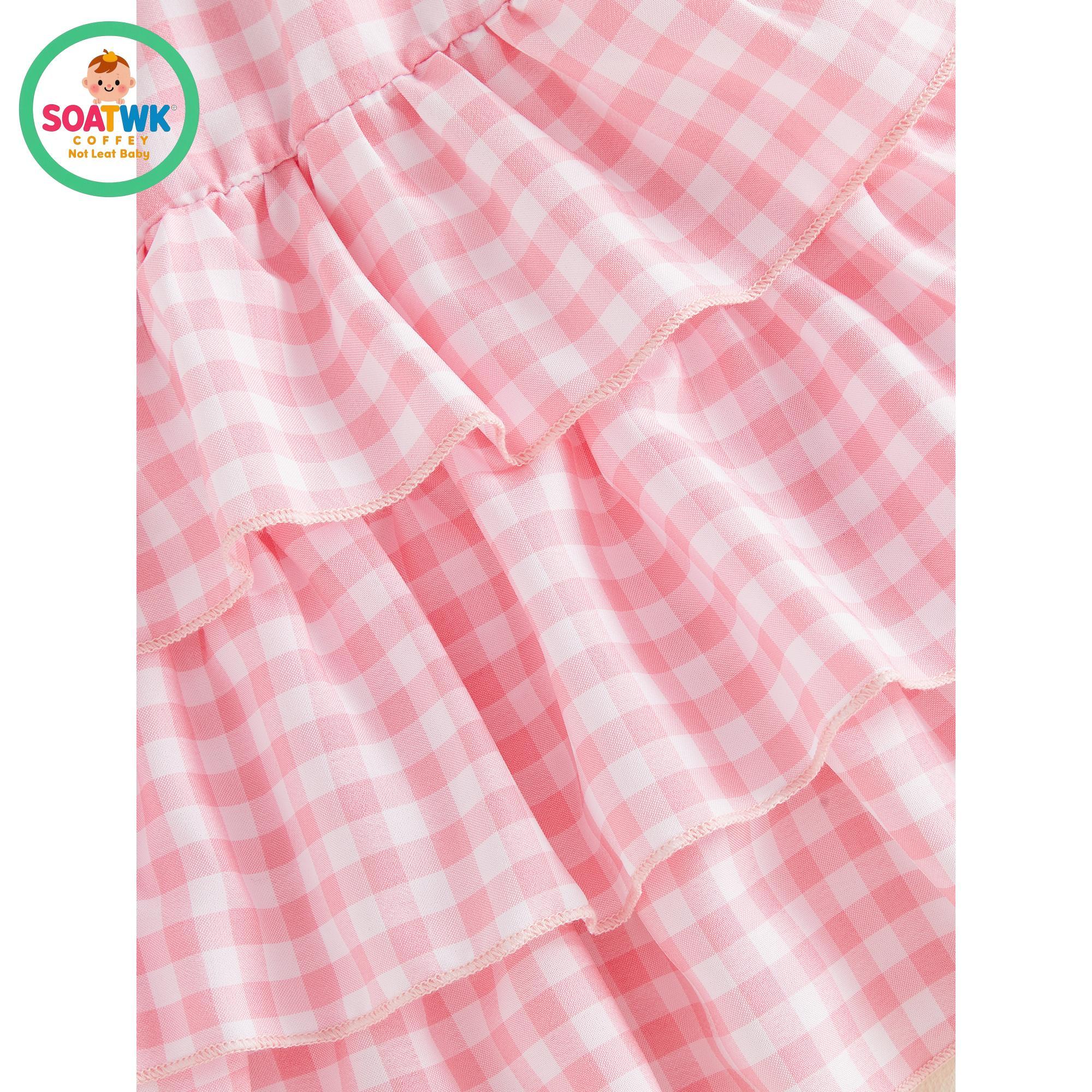 Toddler Girls Summer Dress Casual Layered Hem Plaid Print Cute Bow Sleeveless Dress for Cute Clothes