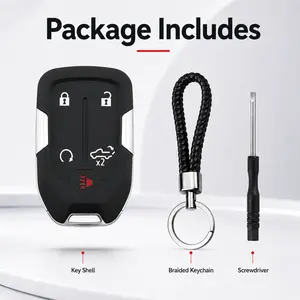 Replacement Key Fob Shell Case for 2019–2022 Chevy Silverado and GMC Sierra 1500 2500HD 3500HD, 5-Button Smart Remote Keyless Entry Cover with Uncut Key Blade, Empty Fob Housing Only
