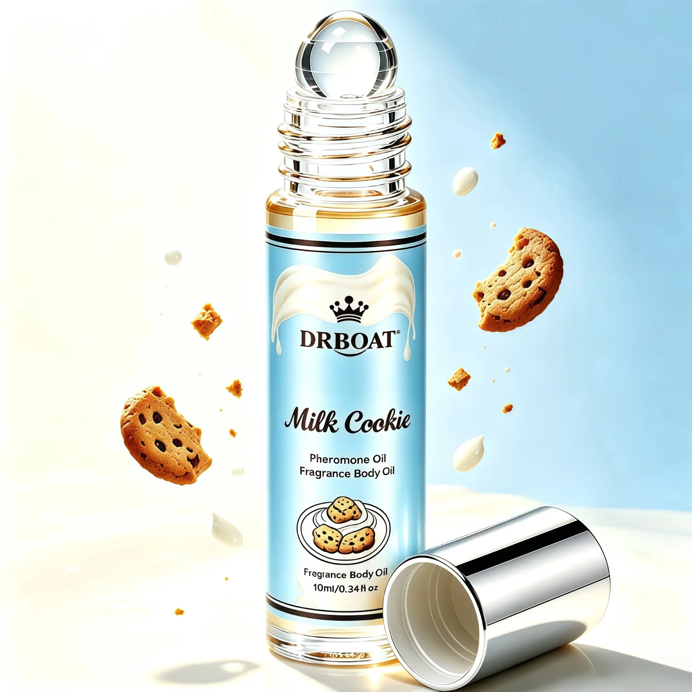 Milk Cookie Pheromone Oil 10ML - Roll-On Perfume Oil, Dulcet Lactonic Eau De Toilette, Gourmand Fragrance, Daily Use, Travel Friendly, Creamy Gourmand Scent