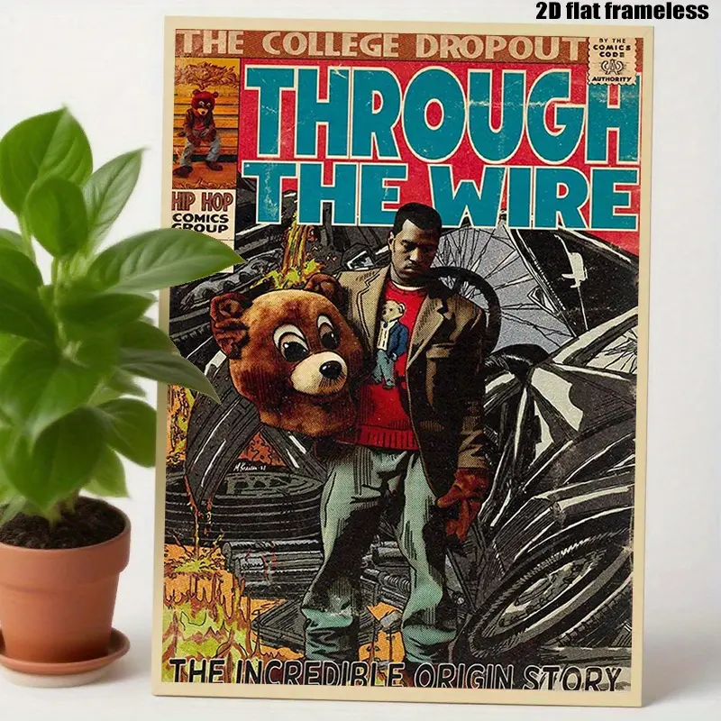 2D Flat, 2D Flat, A High-Definition 2D Frameless Canvas Painting - Halloween Gift, Kanye-Inspired Canvas Art Print - 'Through The Wires' College Dropout Comic, Perfect for Decorating Living Rooms, Bedrooms, Dorms, And Office Walls - Bold