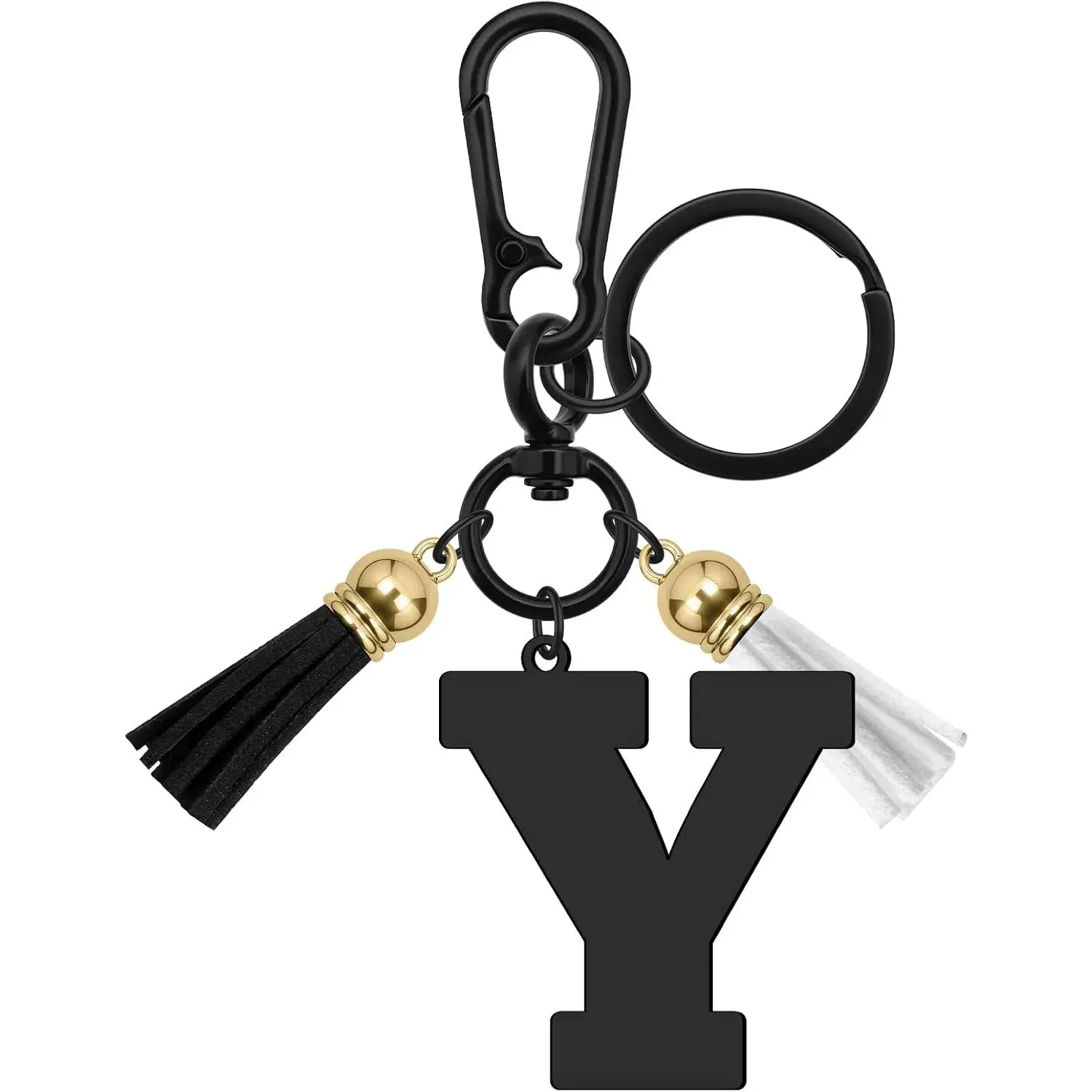 Initial Letter  for Handbag Wallet Purses Backpack Black A-Z Alphabet Keyring Metal Key Ring for Women Men