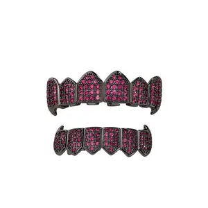 1Pc Fashion Unique Design Copper Inlaid Purple Zircon Hip Hop Teeth Grillz Body Jewelry CZ Tooth Halloween Party Essential Gift