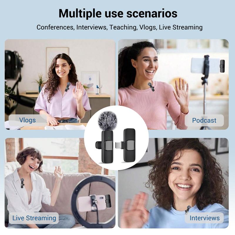Wireless Mini Lavalier Microphone for iPhone, iPad & Android, Intelligent Noise-Cancelling Plug & Play Lapel Mic for Lightning, USB-Rechargeable Microphone for Short-Video Platforms, Video Recording, Vlogs & Live Streaming, USB Rechargeable Mic