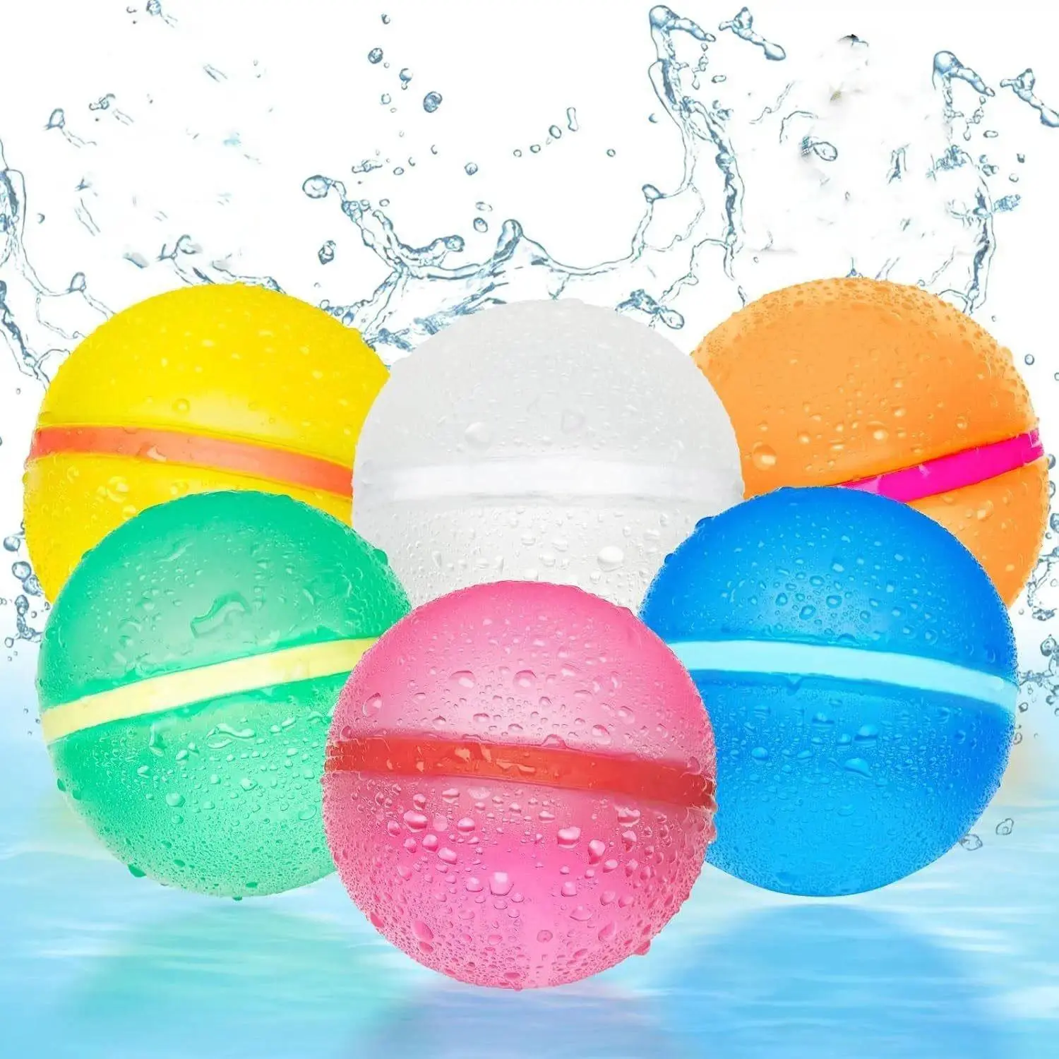 6/12pcs Silicone Magnetic Water Ball, Reusable Pool Water Balloon, Soft Silicone Self-Sealing, Perfect for Outdoor Summer Pool Parties, Magnetic Water Balloons, Pool Balls