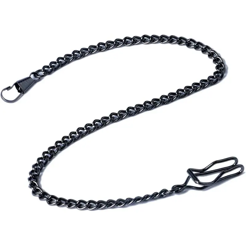 Unisex Vintage Metal Alloy Clip-On Pocket Watch Chain, Attachment-Based Gentleman's Carry Fashion Watch Accessory (Black), Attachment-Based Pocket Watch Chains