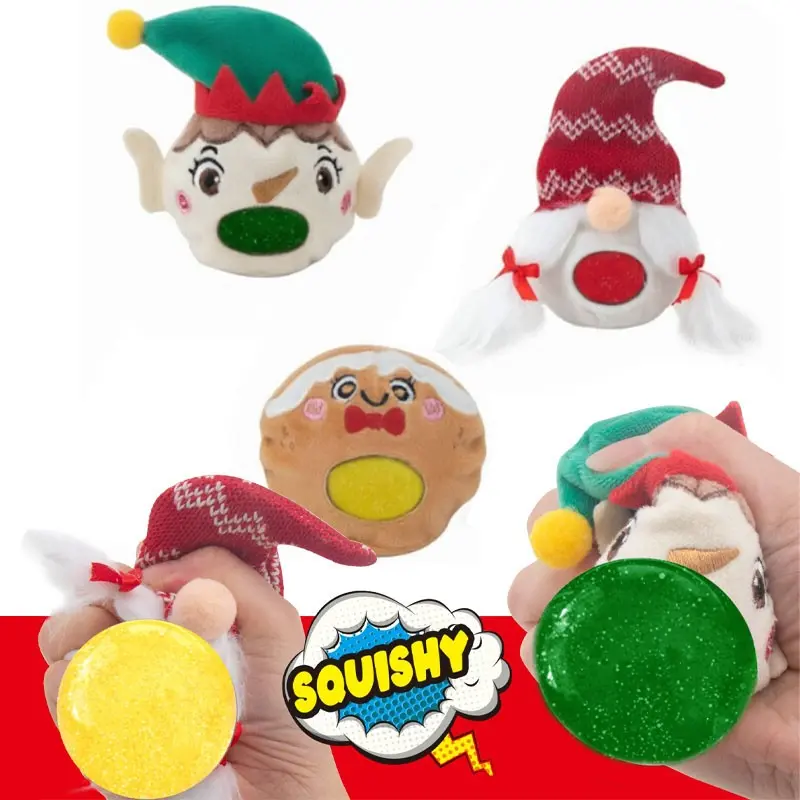 3pcs Christmas Sequin Stress Relief Plush Balls, Cute Compression Toys, & Rainbow Beads Fill, Kids Party Favors, Holiday Decor