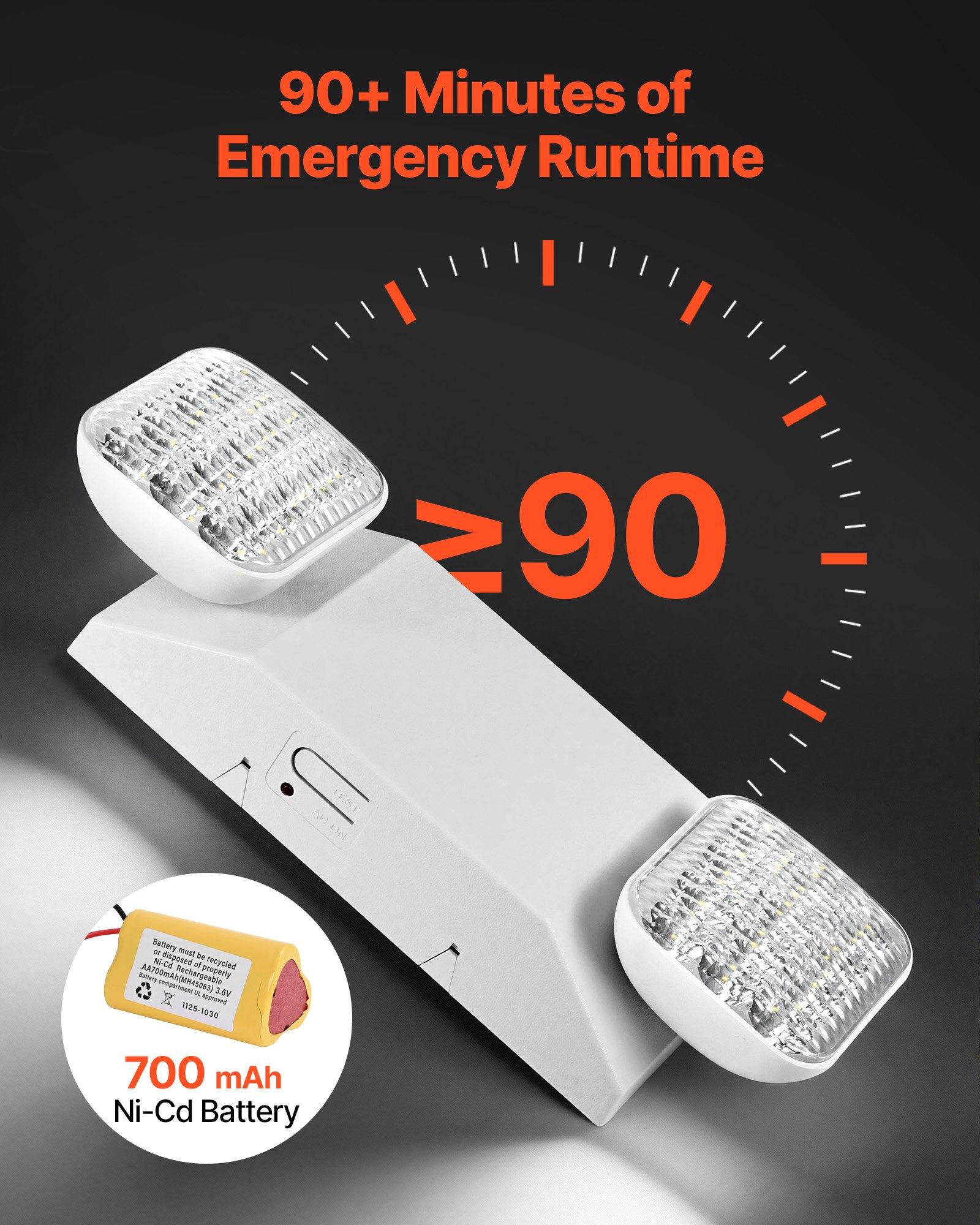 VEVOR 12 Pack Emergency Lights for Business, with Battery Backup, Commercial LED Emergency Exit Lighting Fixtures, AC 120/277V, with Two Square Head Adjustable, 90-Minute Backup, for Business, White VEVOR 12 Pack Emergency Lights for Business, with Battery Backup, Commercial LED Emergency Exit Lighting Fixtures, AC 120/277V, with Two Square Head Adjustable, 90-Minute Backup, for Business, White