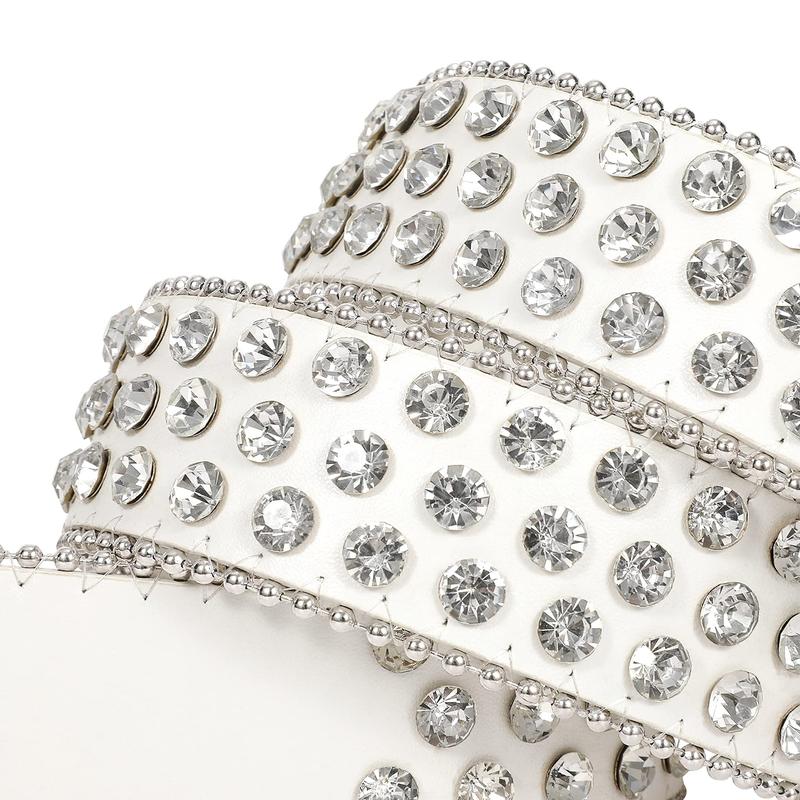 ZQTIVE Women's Rhinestones Leather Belt - A Blinging Cowgirl Must-Have! Western-Inspired Studded Waist Belt, Perfect Accent for Jeans, Pants, and Beyond, Showcasing Your Unique Western Spirit
