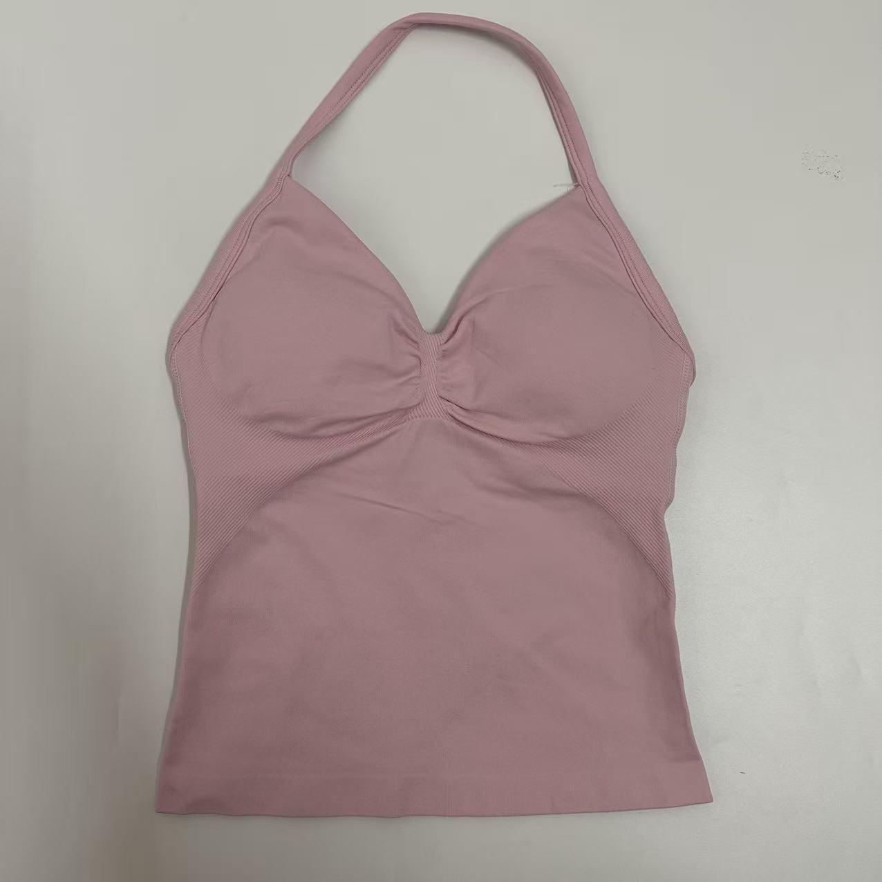 DFYNE Backless Fitness Tank Top with Built-in Bra Pads, Long Straps, and Elongated Cuffs for a Slimming Look, Ideal for Yoga Training.