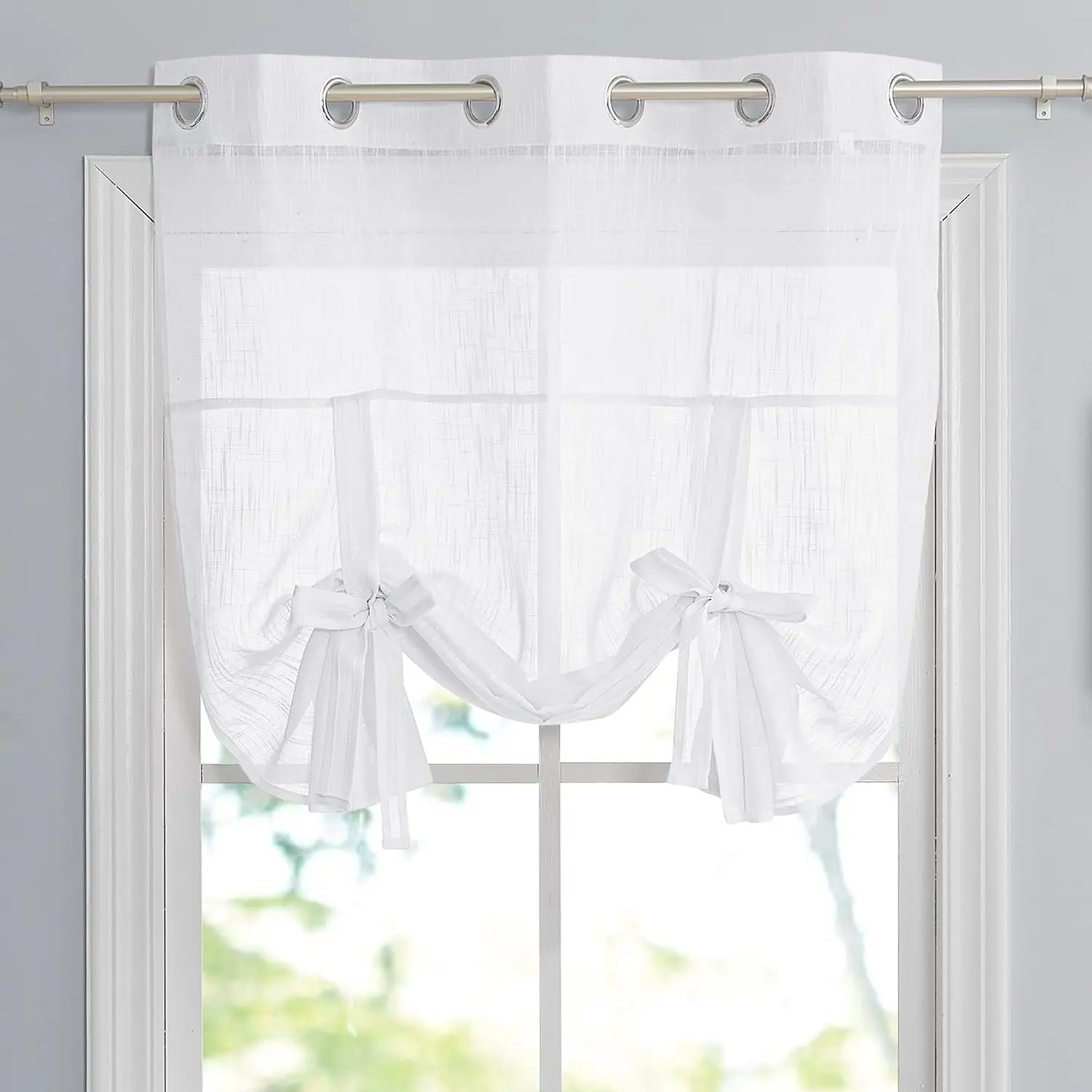 1pc Nordic Minimalist Sheer Curtain, Cross Texture Fabric, Adjustable Light Control, Suitable for Small Windows, Quiet and Spacious Home Decor
