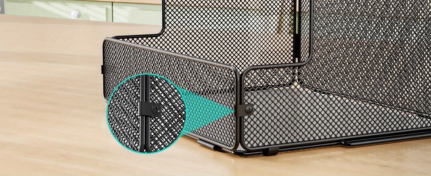 2-Pack Fruit Basket Wire Basket, Stackable Wall-Mounted Countertop Kitchen Counter Organizer for Snacks, Fruits and Vegetables Storage, Onion and Potato Hanging Basket with Wooden Lid