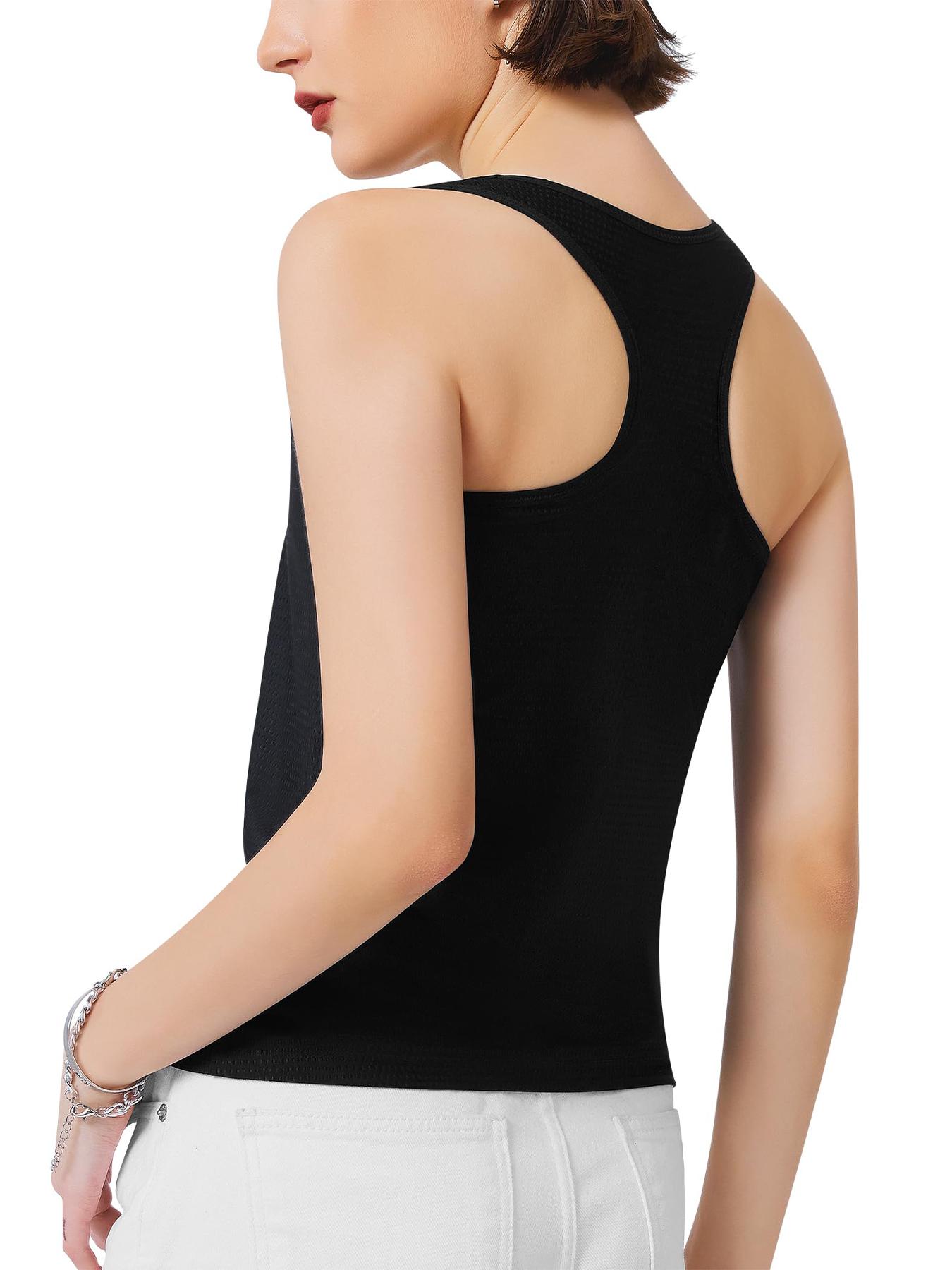 Women's Solid Color Round Neck Chest Binder Shapewear Tank Top, Casual Comfortable Compression Racer Back Sleeveless Breast Binder Pullover Shaper Vest for Daily Wear, Ladies Clothes for All Seasons