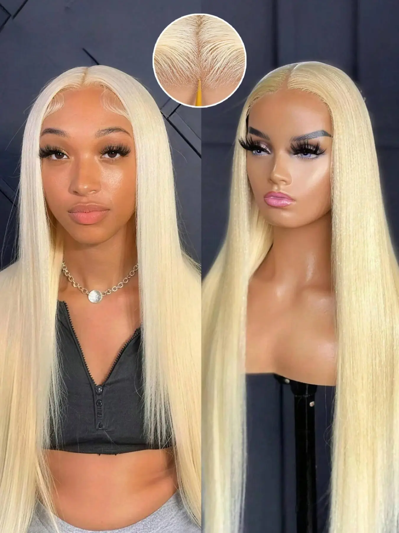 Wear And Go Transparent Lace Frontal Gluess Wigs Glueless Wig 613 Blonde Colored Straight Adjustable Human Hair Wig Pre Cut 5X5 Lace Closure Wigs For Women