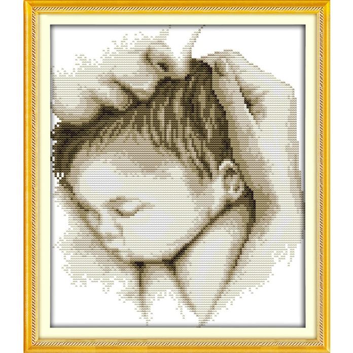 Beginner Diamond Painting Cross Stitch Kit - 13.78x15.75in (11ct) Animal Portrait, Complete Set with 1 Design Drawing, Premium Printed Aida Cloth, Colored Mixed Textiles Threads & Tools, Handcraft Gift for Cross Stitch Aesthetic Enthusiasts