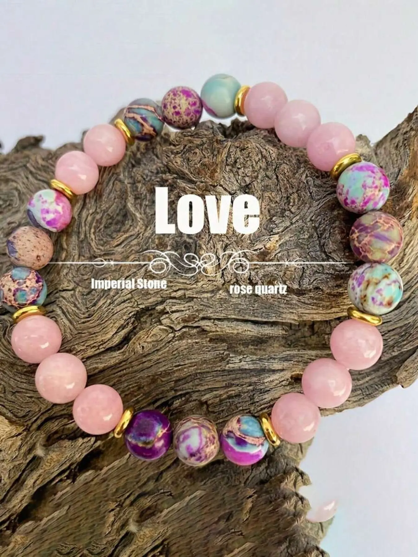1pc Attract Love Stone Bracelet Women's Colorful Imperial Jasper And Rose Quartz Beaded Pink Bracelet Meditation Jewelry For Women Men Bead Bracelets