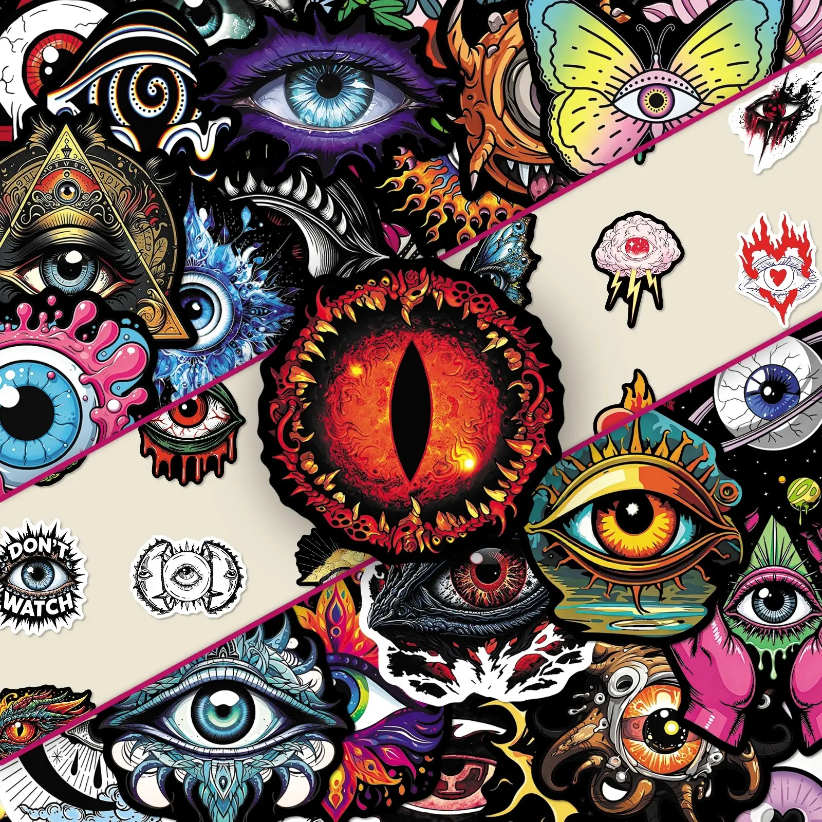 100sheets two sets of repetitive dark mysterious eye personality stickers cartoon street fashion cool creative decorative stickers