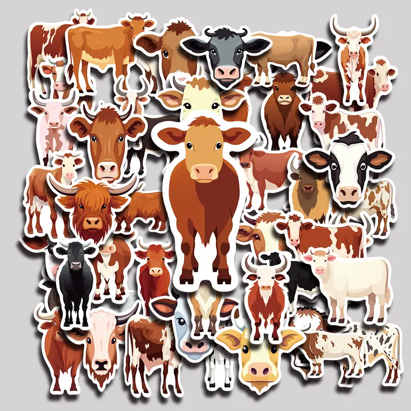 50PCS Cow Aesthetic Vinyl Stickers Pack for Laptop Water Bottle Phone Case Skateboard Journal Scrapbook DIY Decoration