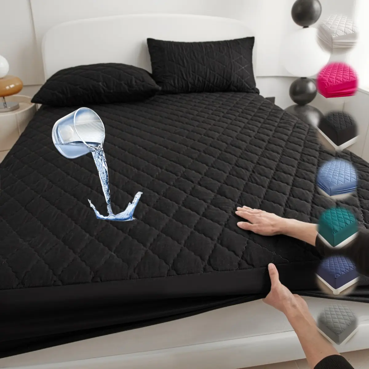2pcs/3pcs Waterproof Mattress Protector Pad Combo, Fitted Sheet & Bed Cover with Deep Pocket, Soft Quiet Breathable Stain-Proof, Machine Washable Pillowcases, for Bedroom Dorm Kids Pets Elderly Hotel, Mattress Cover Set