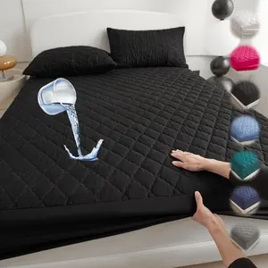 2pcs/3pcs Waterproof Mattress Protector Pad Combo, Fitted Sheet & Bed Cover with Deep Pocket, Soft Quiet Breathable Stain-Proof, Machine Washable Pillowcases, for Bedroom Dorm Kids Pets Elderly Hotel