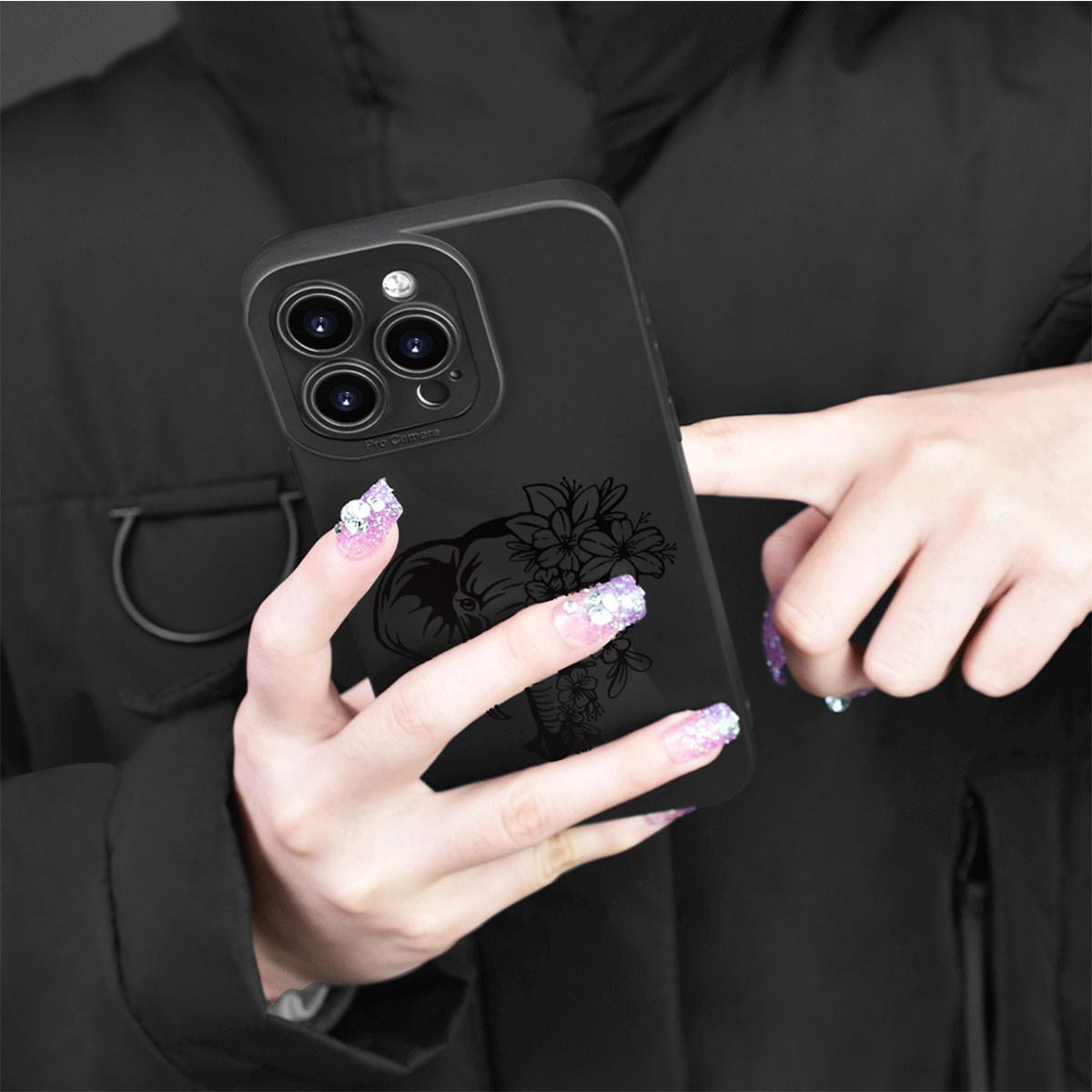 Elephant flower pattern printed phone case for iPhone 16 Pro Max Case 11 15 14 13 12 Pro Max Plus Case Shockproof Phone Cases Christian Gifts for Sister Women Men Protective Protection Cover Protector