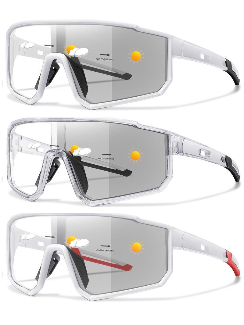3 packs Fashion Cycling Photochromic Sunglasses For Men Women Classic Casual Windproof Eyewear Outdoor Sports Fishing Baseball