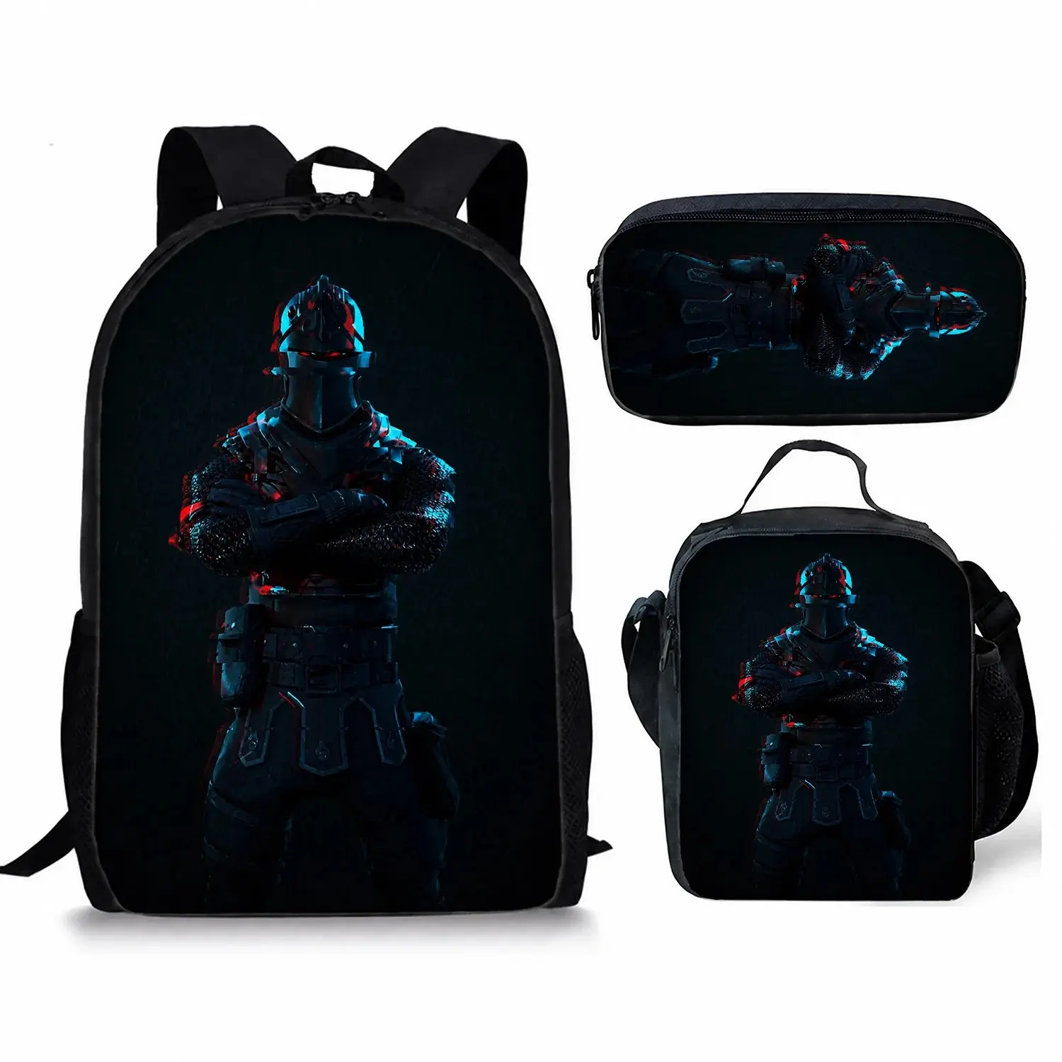 Gamer Backpack Set for Boys, 3-Piece Waterproof Nylon with Lunch Box & Pencil Case, Adjustable Straps for Campus Life & Everyday Carry, Ideal for Back to School Haul, Water Resistant Backpack, Cycling