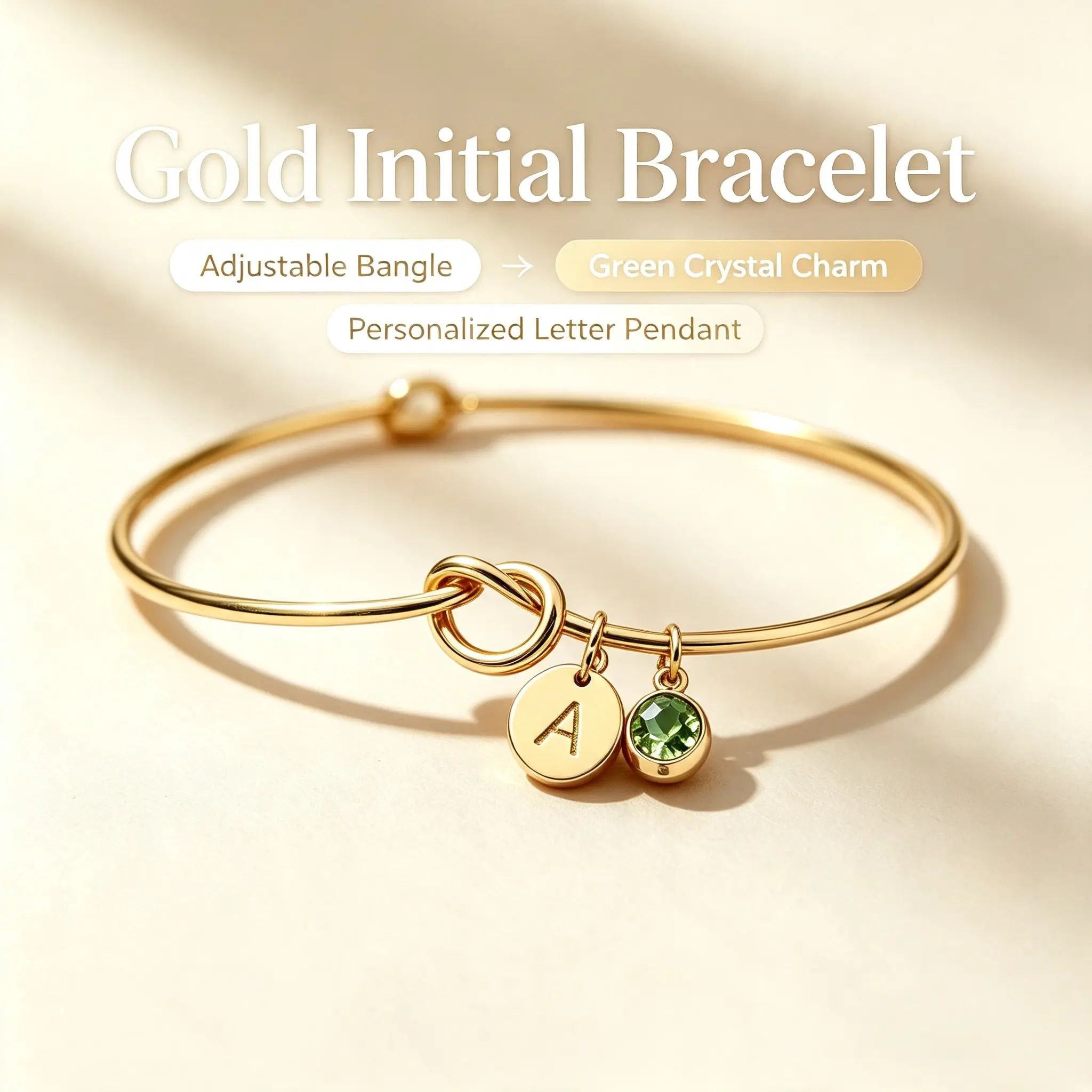 Women's Engraved Initial Birthstone Bracelet - Stainless Steel Love Knot Cuff Bangle, Personalized Letter Charm Jewelry, Bridesmaid Proposal Gift, Birthday Gift Ideas, Everyday Wear