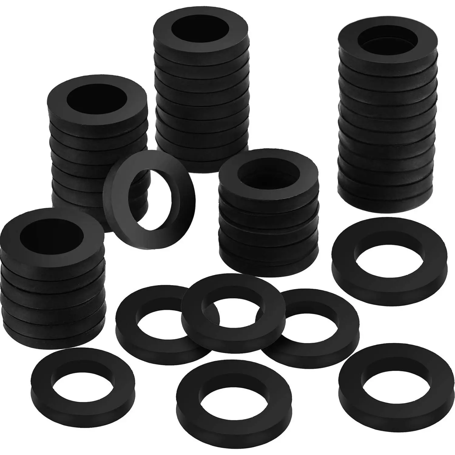 50 Pieces Beer Gaskets Beer Line Washer Keg Tap Line Washer Black Rubber Coupling Gasket for Sealing 1/8 Inch Thickness