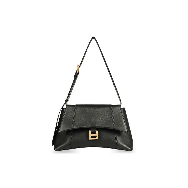 Balenciaga Downtown Smooth Calfskin Crossbody Bag, Small Size, Unisex Black