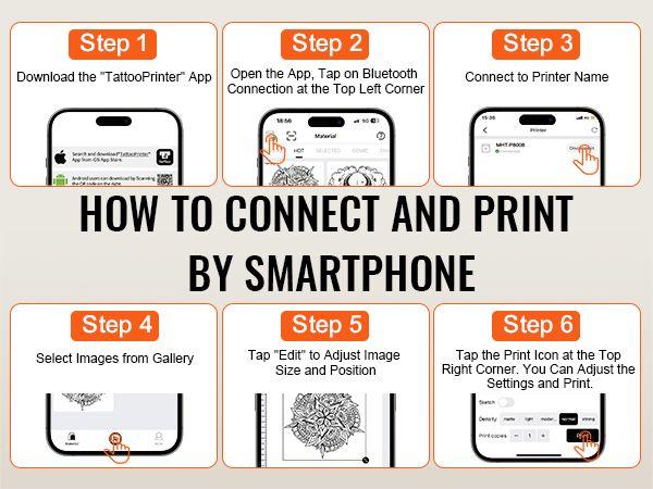 Tattoo Stencil Printer, Wireless Bluetooth Tattoo Printer Transfer Stencil Machine with 10Pcs Transfer Paper, Compatible for iOS&Android Phone, iPad&PC (with Storage Bag)