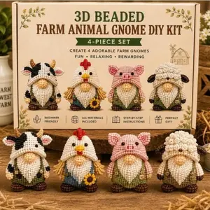 3D Beaded Gnome DIY Kit, Seasonal Handmade Bead Craft Supplies, Holiday Gift Box, Handmade Gifts, Creative Crafting Materials, Perfect for Beginners