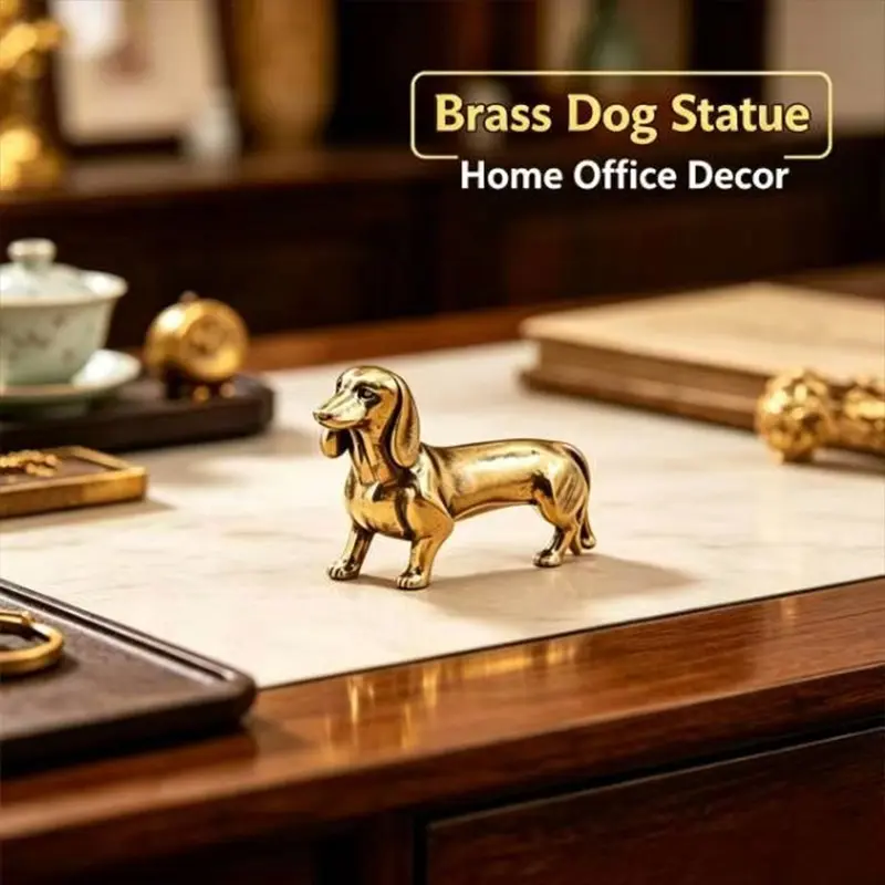 Vintage Brass Dachshund Figurine, Animal Statue, Retro Home Decor, Versatile Desk Office Car Ornament, Metal Collectible, Antique Style Sculpture
