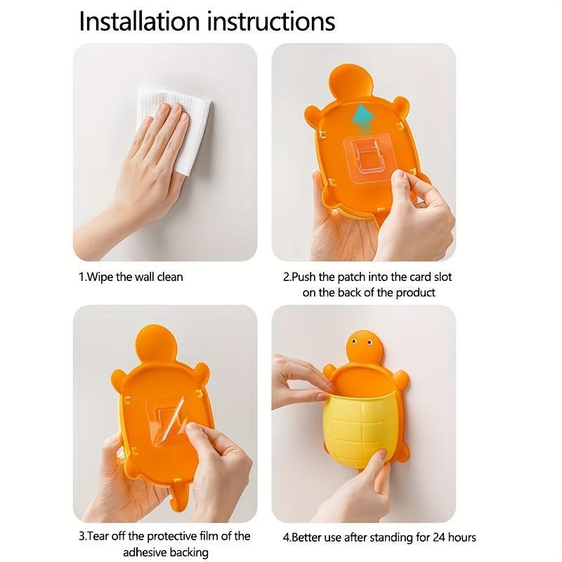 1pc Cute Hanging Bathroom Storage Basket With Hook, Punch Free Wall Mounted Plastic Box, Durable Storage Container For Toiletry, Makeup Items, Space Saving Organizer For Home, Bedroom, Kitchen