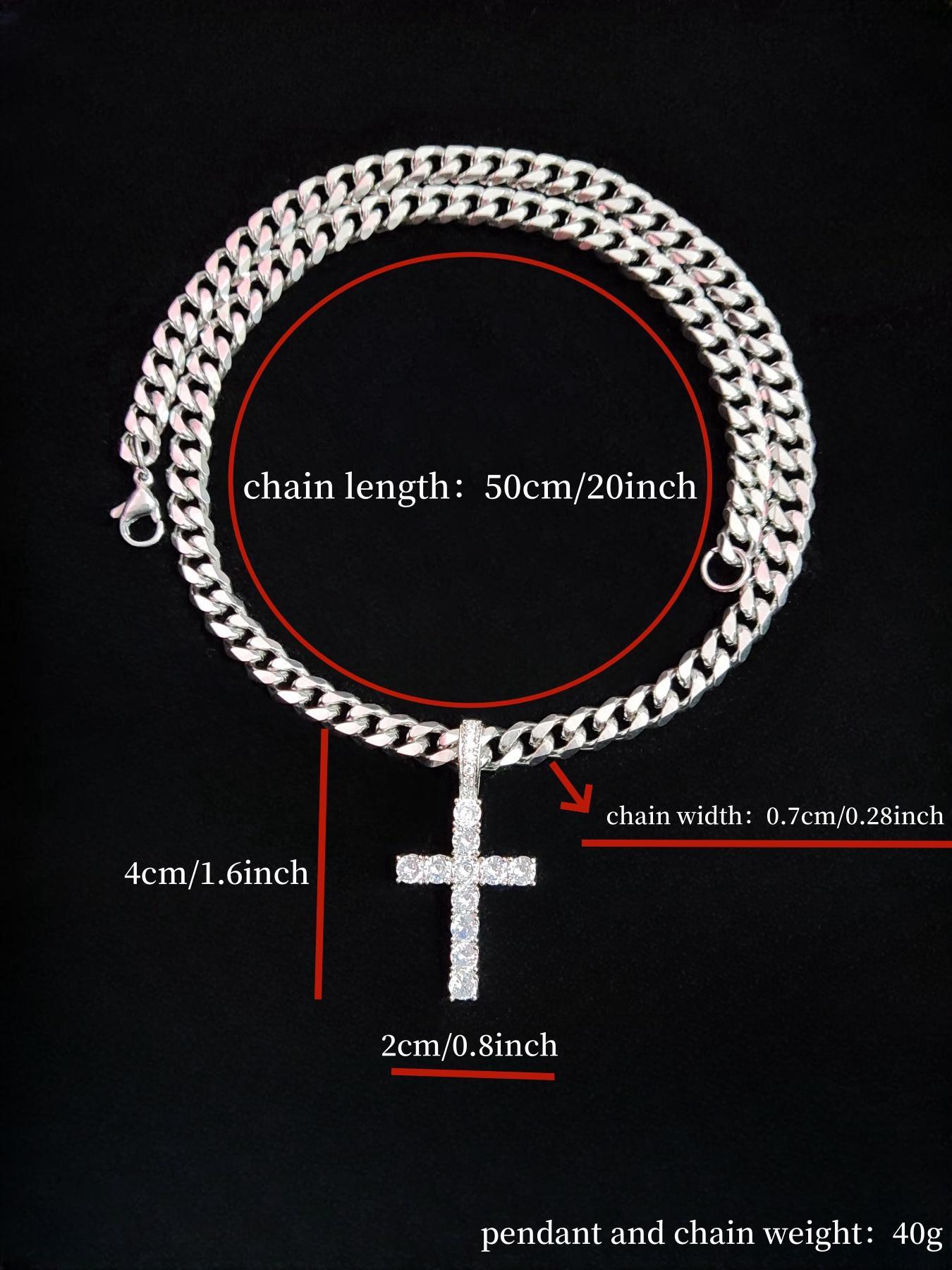 Unisex Easter Street Cross Pendant Necklace, Rhinestone Decor Cuban Chain Necklace, Cuban Link Necklace for Party & Daily Clothing Decor for Men & Women, Exquisite Jewelry for Birthday