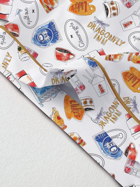 Women's Stars Hollow Gilmore Girls Comfortable Loungewear Sleepwear Set, Two-Piece Short Sleeve Top & Elastic Pants, All Seasons Fitted Nightgown Gift