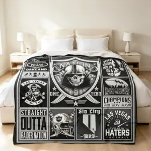 Raider Nation Echo Team Football Flannel Blanket for Kids & Adults, Soft Cozy Air Conditioner Throw Blanket for Sofa Bed Couch, All Season Sports Fan Home Decor, Lightweight Warm Blanket, Christmas Birthday Holiday Gift
