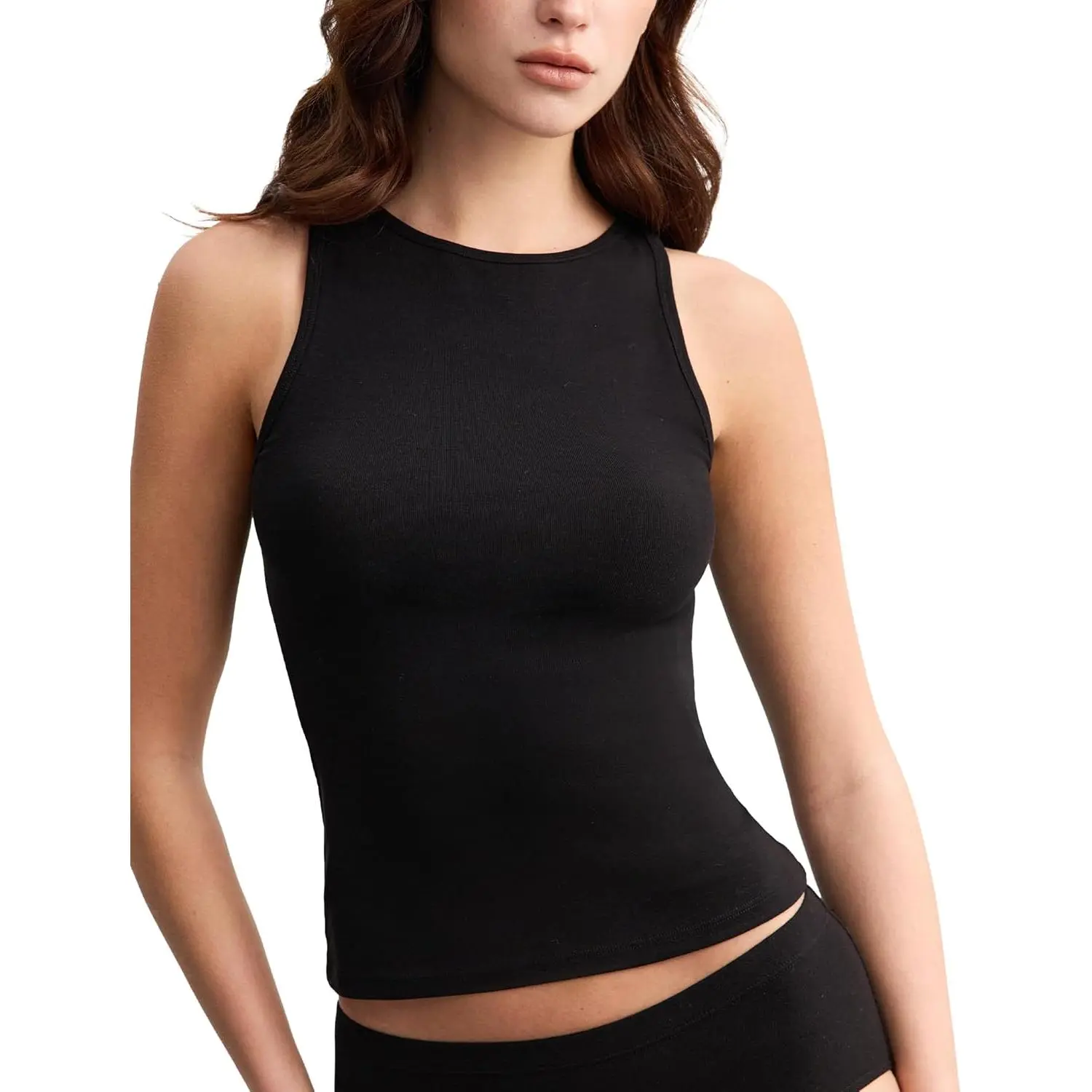 Women's Breathable Merino Wool Blend Tank Tops Summer Going Out Top Active Undershirts Moisture Wicking Anti-Odor Base Layer