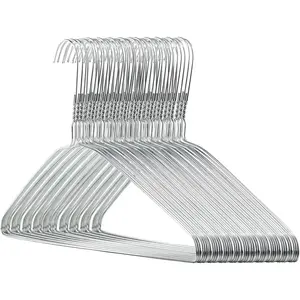 Silver Metal Wire Clothes Hangers 16inch 13 Gauge Clothes Garment Coat Hanger (50 Pack)