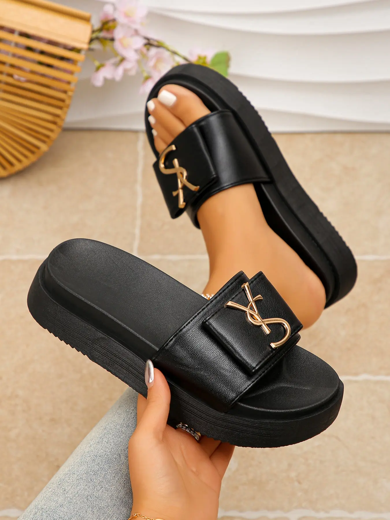 Women's Thick Sole Sandals, Summer Indoor Outdoor Fashion, Trendy Versatile Cool Slippers, Platform Beach Shoes, Higher Platform Sandals