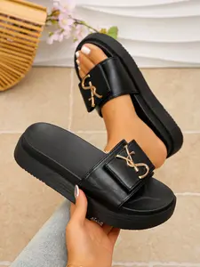 Women's Thick Sole Sandals, Summer Indoor Outdoor Fashion, Trendy Versatile Cool Slippers, Platform Beach Shoes, Higher Platform Sandals