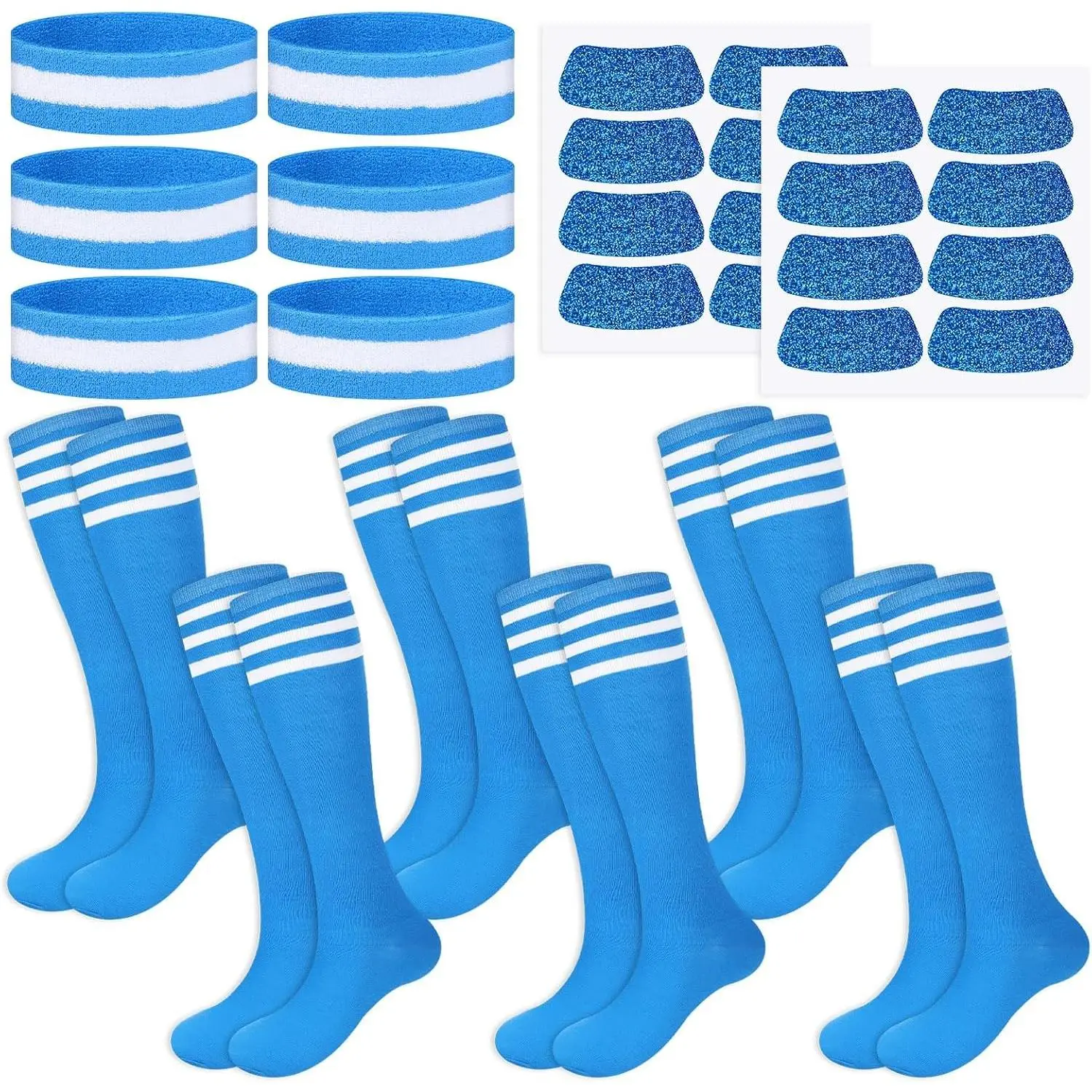 18 Pcs Sport Accessories Soccer Socks Headbands Glitter Stickers for Women Team Spirit Supplies