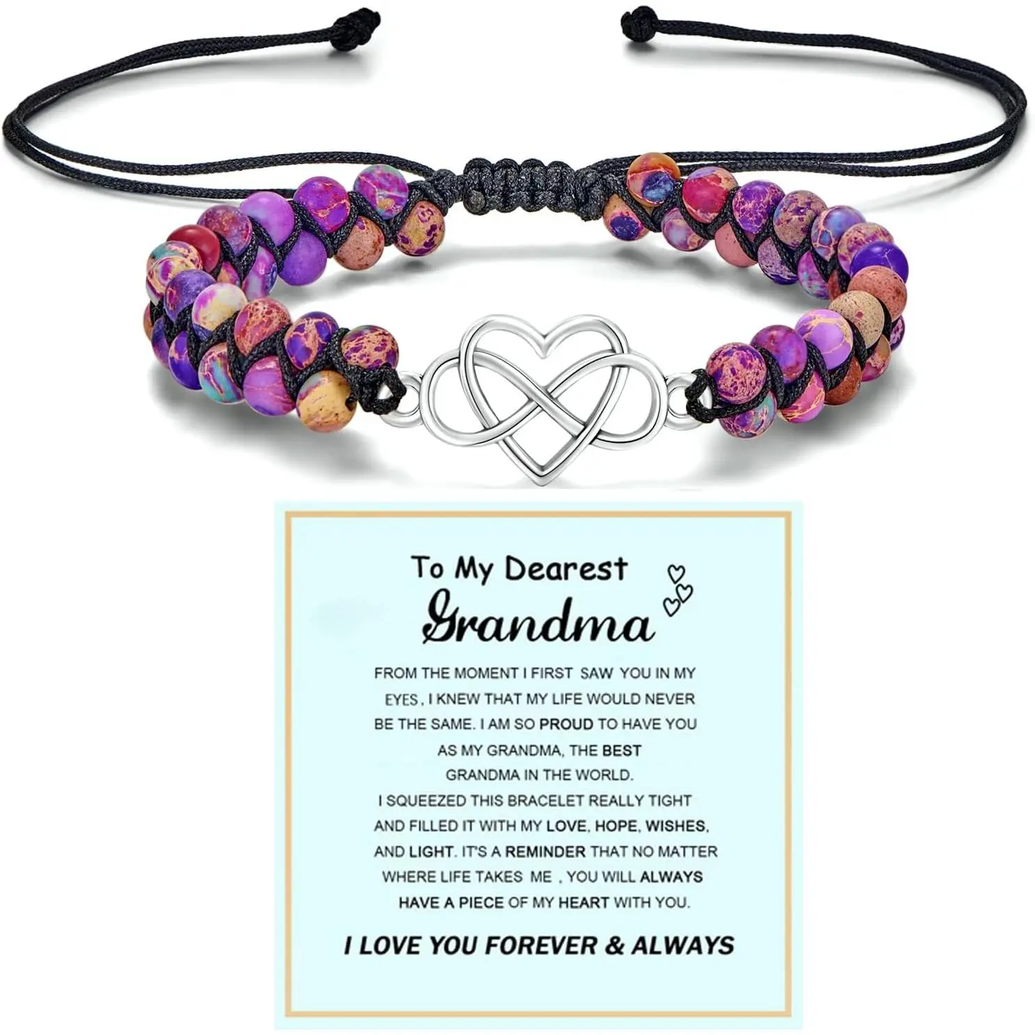 For Granddaughter - A Link That Can Never Be Undone Peach Blossom Knot Bracelet, From Grandma Always Brave And  Adjustable Braided inspirational Christmas