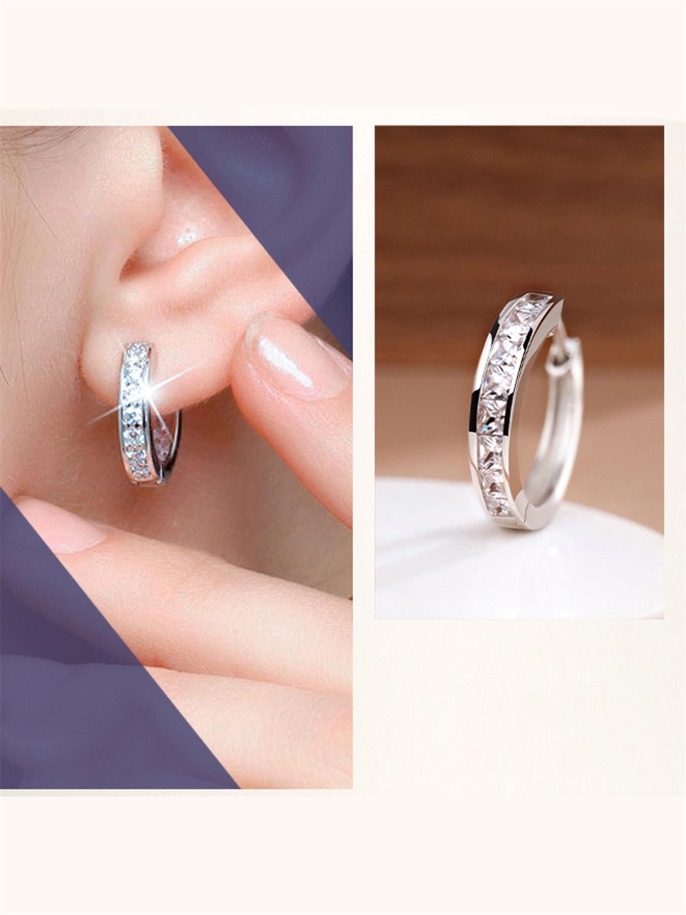 925 Sterling Silver Fashionable Hoop Earrings, Fashion Jewelry for Party, Daily Clothing Decor, Trendy All-match & Exquisite Jewelry for Birthday Gift, High Quality Earrings