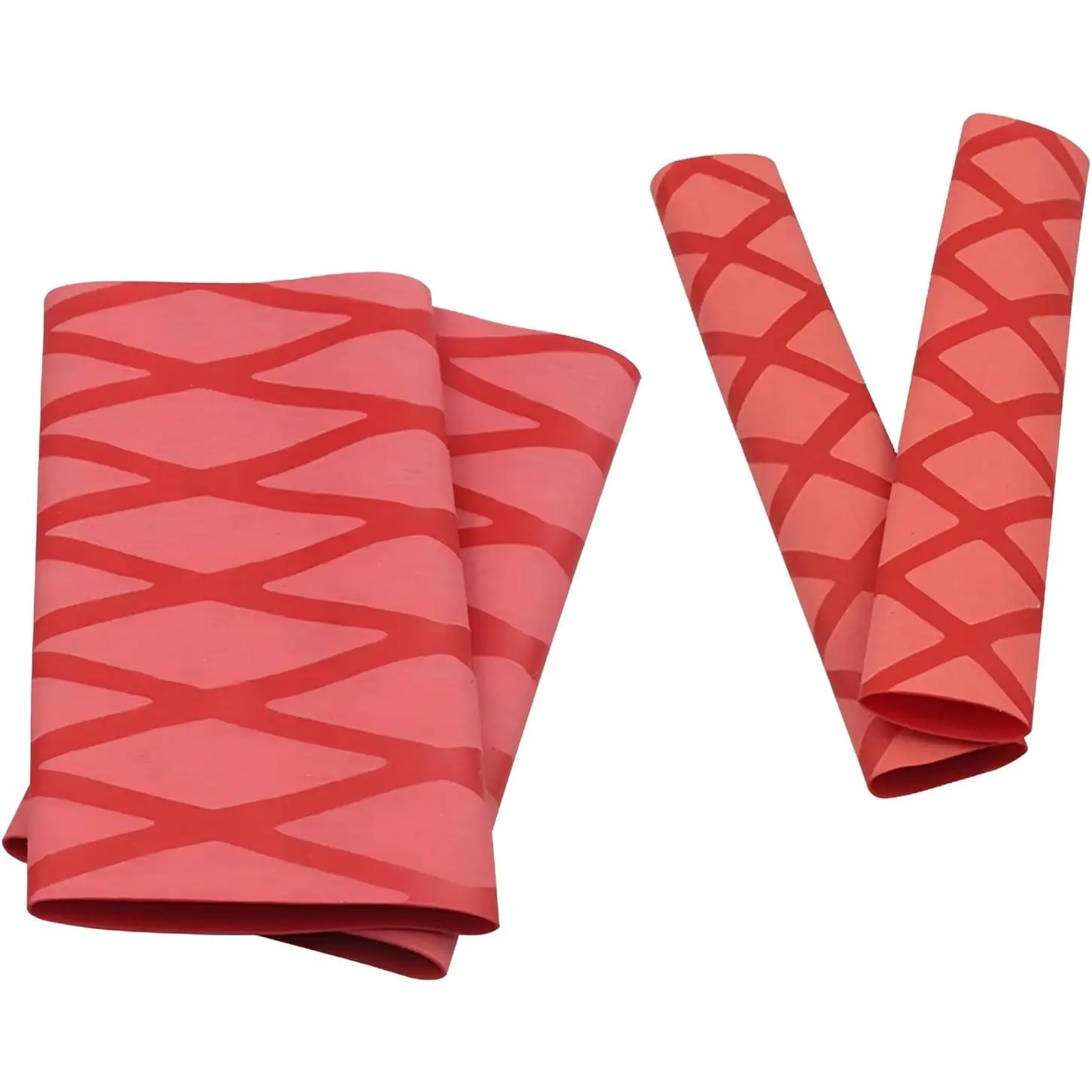 4 count  Heat Shrink Grip Sleeves, Non-Slip Heat Shrink Motorbike Grips Sleeve, Rubber Grid  Handlebar Cover,  Comfortable Handles Grips (Red)