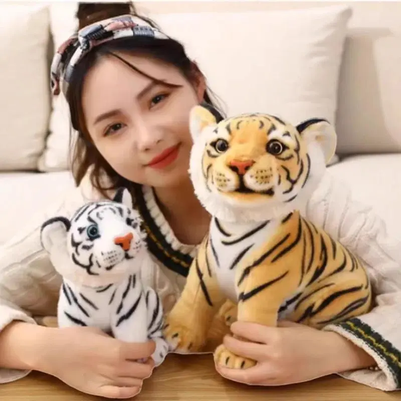 20-25cm Giant Simulation Tiger Collie Plush Toy, Hypoallergenic Soft Fabrics Snuggle Pillow, Unisex Birthday Gift Idea, Home & Festive Party Supplies