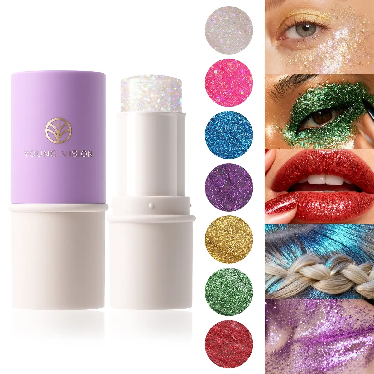 YOUNG VISION Body Highlighter Glitter Stick, Smooth Application, Long-Lasting Shine, Long Lasting Shimmering, Ideal for Stage & Party Makeup, Easy to Apply